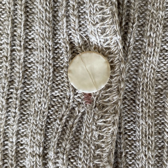 SOLD Vintage Beige Button Up Cotton Ribbed Cropped Sweater - Picture 7 of 7